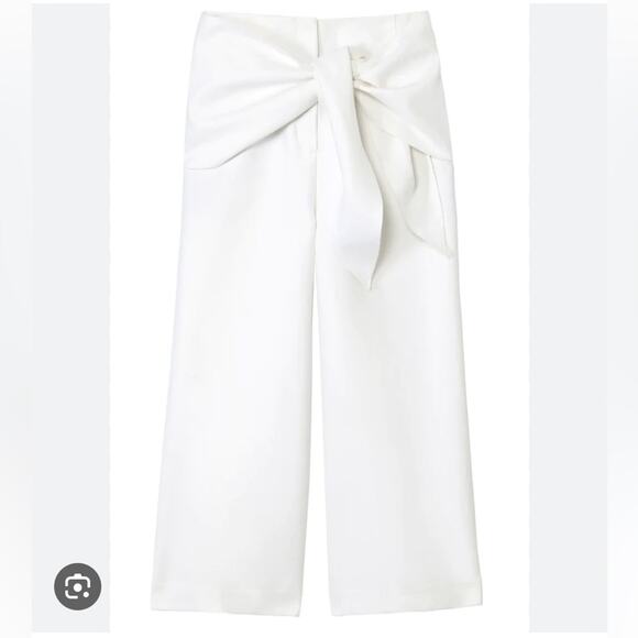 NWT Tibi Demi Crop Pants in White with Tie Waist - Picture 4 of 9
